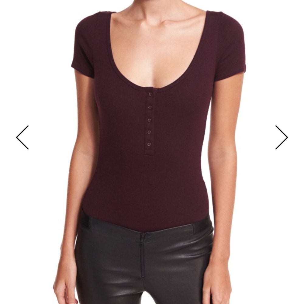 Rebecca Minkoff Parsnip Ribbed Henley Bodysuit L